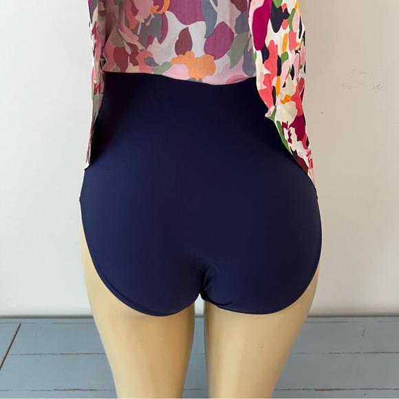 New Anne Cole One Piece Skirted Swimsuit Sz 12 Skirt Floral Maillot NWT - Picture 10 of 11